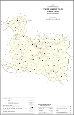 Map showing Pakargaon (#102) in Tiloi CD block