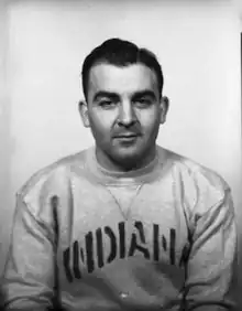 A portrait of Temerario in an Indiana sweatshirt in 1937