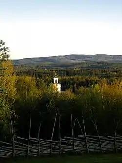 Bjursås Church as from Dössberget in Bjursås