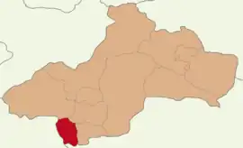 Map showing Sulusaray District in Tokat Province