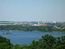 Neubrandenburg skyline with Tollensesee