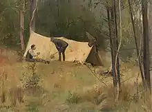 Roberts' 1886 painting The Artists' Camp shows Abrahams and McCubbin