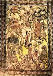 Tomb panel showing a Central Asian caravan led by An Bei.