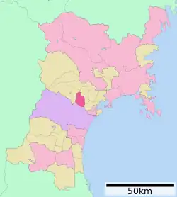 Location of Tomiya in Miyagi Prefecture