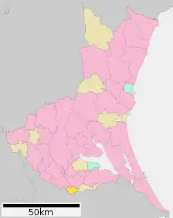 Location of Tone in Ibaraki Prefecture