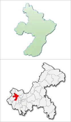 Location of Tongliang in Chongqing