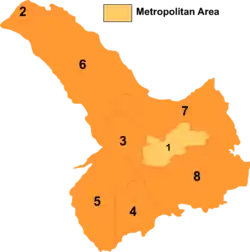 Tongliao divisions map: Horqin Left Middle Banner is 7 on this map