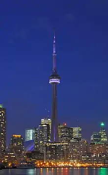 Image 5The CN Tower, located in downtown Toronto, Ontario, Canada, is a communications and observation tower standing 553.3 metres (1,815 ft) tall.