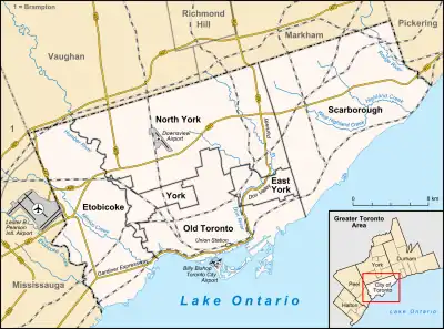 Map showing the location of Downsview Park