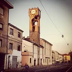 Damage in the town after the  2012 earthquake