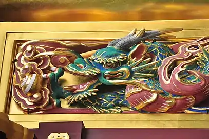 detail of one of the dragon carvings