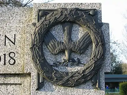 One of badges on Tottington War Memorial. Photograph shown courtesy mmswamp.