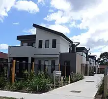 Modern townhouses in Boronia, Victoria on a subdivided plot of land.