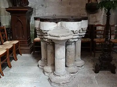 The baptismal fonts at Tréguier cathedral