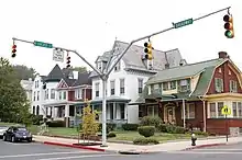 Traffic light in a small intersection in Hagerstown, Maryland (using tunnel visors)