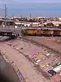 Train waiting in Ciudad Juárez just before the Rio Grande waiting to be cleared to enter by CBP into the U.S., 2019