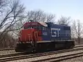 Grand Trunk Western GP38-2 Locomotive 4926 idles at a siding in Pavilion, Michigan on April 14, 2008.