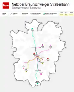 Braunschweig tramway network.