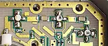 Transistors, capacitors and resistors on a circuit board