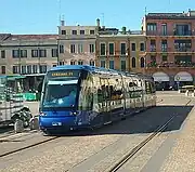 The Translohr on the square without overhead lines