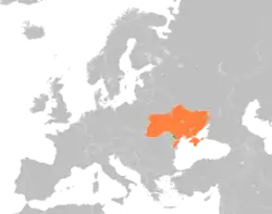 Map indicating locations of Transnistria and Ukraine