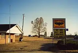 Transylvania: Post office, water tower, and sign for general store.