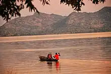 Crossing the Benue River from Lagdo with a Canoe