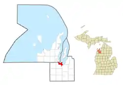 Location within Grand Traverse County (bottom) and Leelanau County (top)