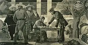 Image 47The Treaty of Cahuenga, signed at the Campo de Cahuenga in 1847 by Californio general Andrés Pico and American general John C. Frémont, proclaimed a ceasefire under an American victory. The Treaty of Guadalupe Hidalgo, signed a year later in 1848, officially ended the Mexican–American War and formally ceded Alta California to the United States. (from History of California)