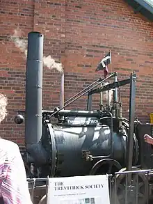 Image 10A replica of Richard Trevithick's 1801 road locomotive 'Puffing Devil' (from History of the automobile)