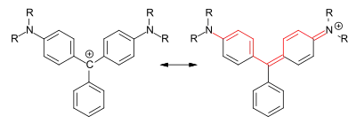 Triarylmethinfarbstoffe, mesomere Grenzstrukturen (R=H, Alkyl)