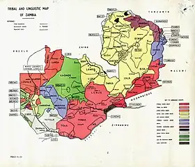 Image 13Tribal and linguistic map of Zambia (from Zambia)