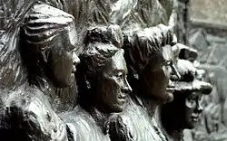 Image 25Tribute to the Suffragettes memorial in Christchurch adjacent to Our City. The figures shown from left to right are Amey Daldy, Kate Sheppard, Ada Wells and Harriet Morison (from History of New Zealand)