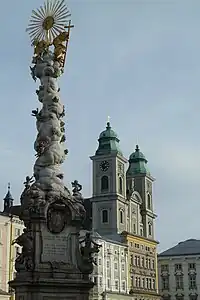 Trinity Column with the west front of the old cathedral behind