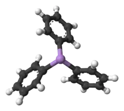 Ball and stick model of aromatic triphenylarsine