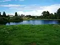 Pond behind the church