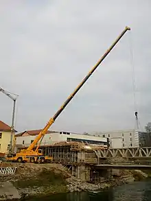 Liebherr truck mounted crane building a bridge