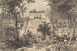 Frederick Catherwood (British). Main temple at Tulum (Mexico), from Views of Ancient Monuments.