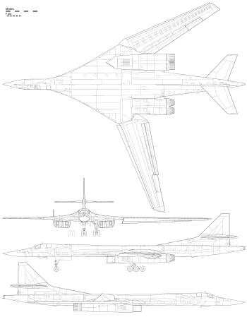 Orthographic projection of the Tupolev Tu-160