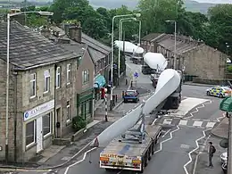 Image 13A turbine blade convoy passing through Edenfield, England (from Wind turbine)