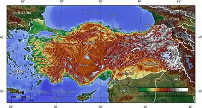 Image 55Topographic map of Turkey (from Geography of Turkey)