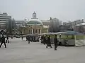 The Orthodox church and some market stands