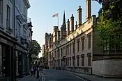 View north from the south end of Turl Street with exterior of Lincoln College on the right.