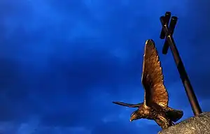 Turul bird on the Trianon memorial in the 14th District of Budapest, Hungary (2012)