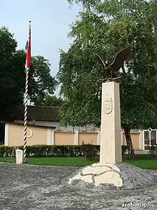 Turul bird on the Trianon memorial in Kisújszállás, Hungary (1936)