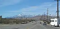 Southwesterly view of the San Bernardino Mountains from Twenty-Nine Palms Highway (CA Route 62)