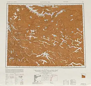 Map including the southern section of the White Jade River (labeled as Yurung Kash) and surrounding region (AMS, 1950)