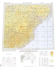 Map including the DPRK-USSR border from the International Map of the World (1967)