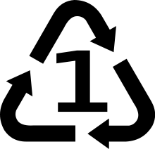 Chasing-arrow triangle with numeral one within