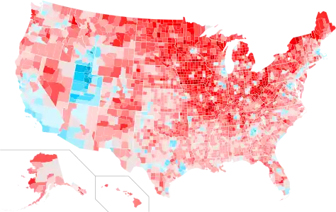 County swing from 2012 to 2016